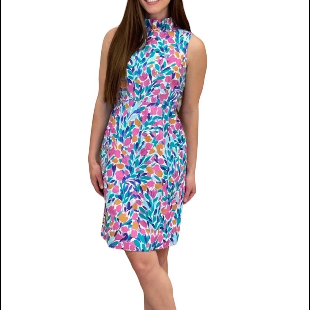 Tyler Boe linen blend Tulip dress button down back pockets ruffle size 6 new